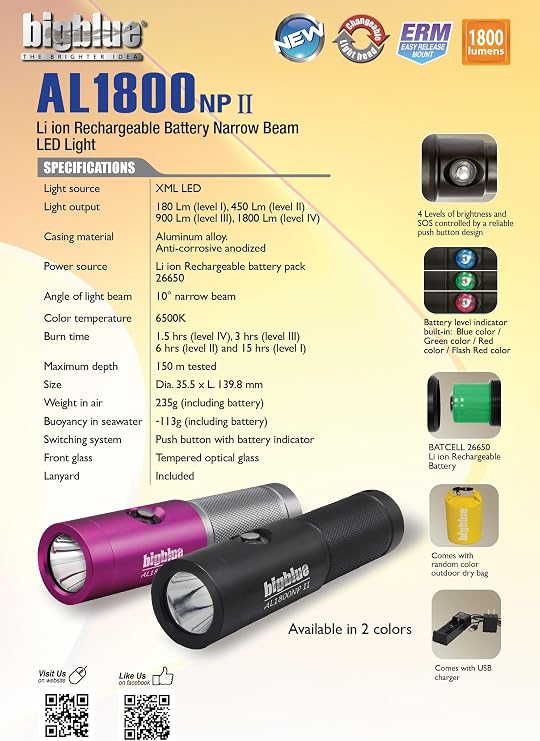 BigBlue 450-Lumen Narrow-Beam Dive Light