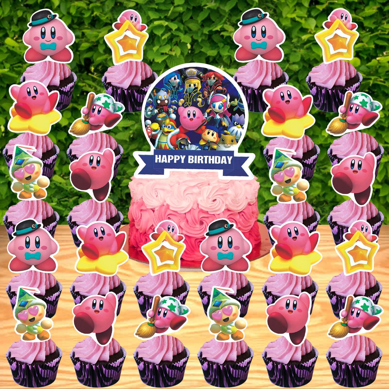 25 Pcs Cartoon Birthday Cake Toppers and Cupcake Toppers - Theme Party Decorations Supplies