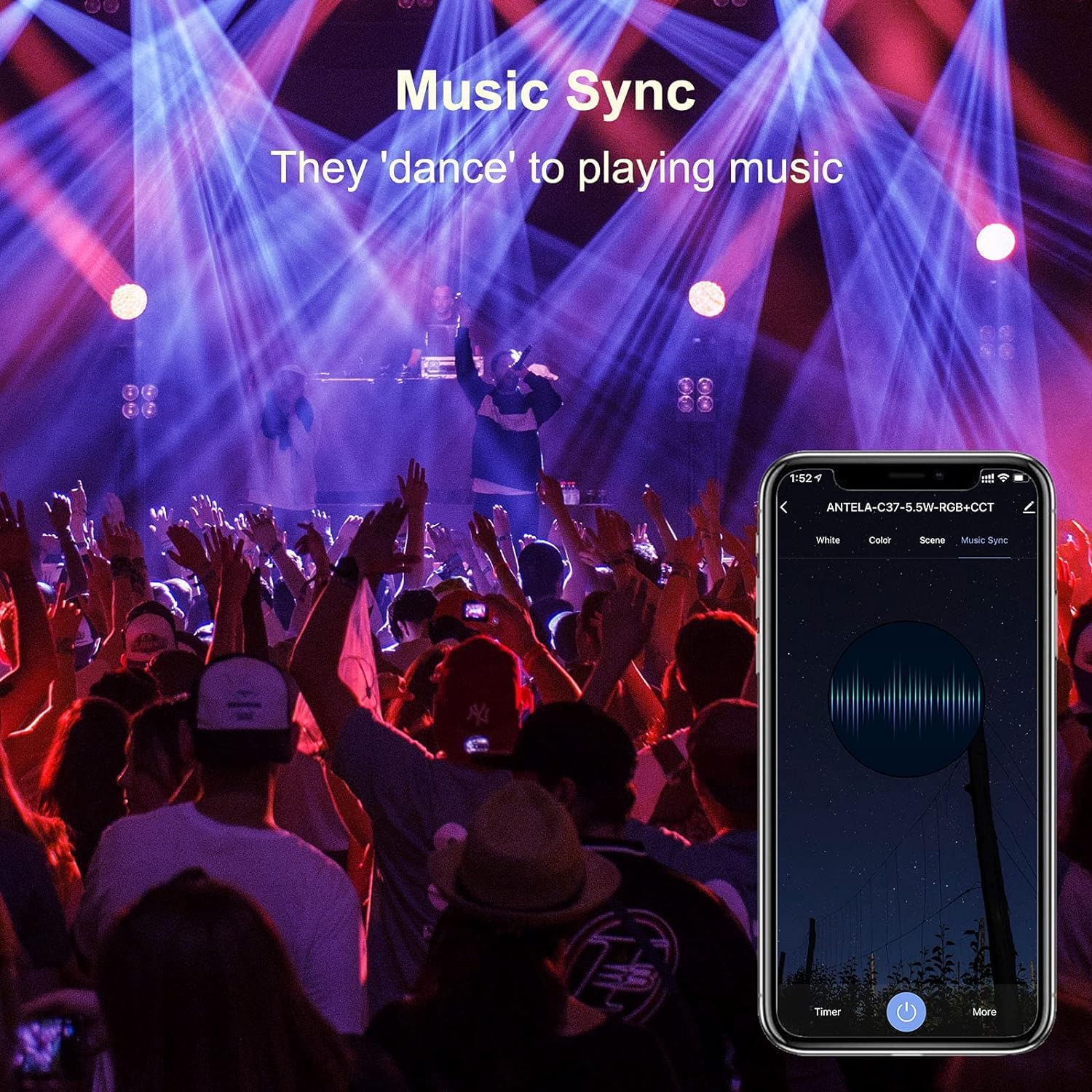 ANTELA Lampadina Alexa E14 Wifi, Dimmerabile Lampadina Smart, RGBW bianco freddo caldo, compatibile con Alexa/Google Home, 8 pezzi