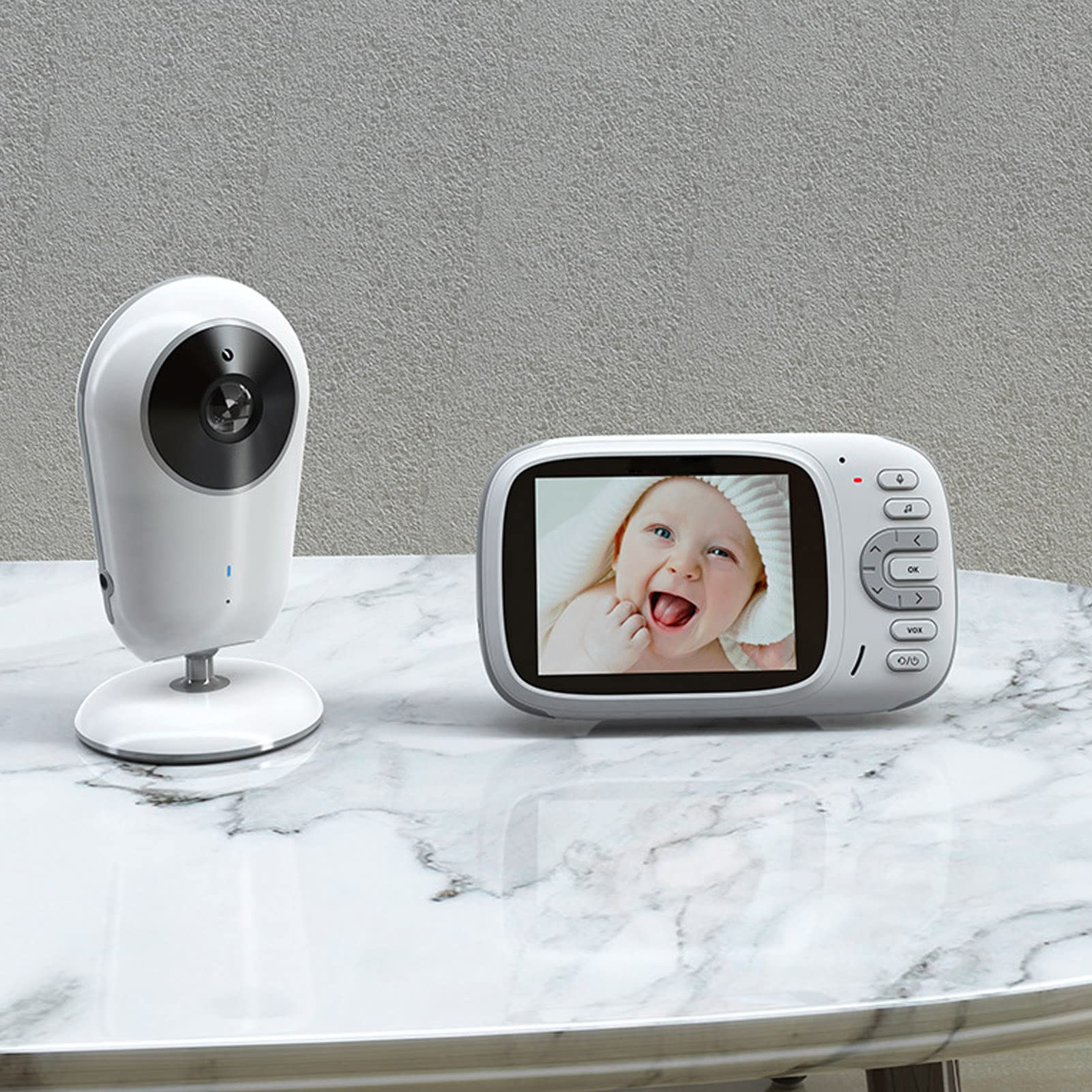Kamera bezpieczeństwa HD, duży kolorowy wyświetlacz 3,2 cala Noktowizor Tryb Smart Vox Elektroniczna niania LCD, 2,4 GHz Technologia bezprzewodowa Fhss Dwukierunkowe radio 8 Lulabies(EU)