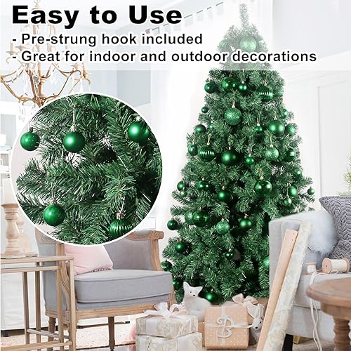 Vista 379 de 18 esferas medianas decorativas navideñas para árbol de Navidad, inastillables, para colgar, color púrpura, 2.5 pulgadas, paquete de 18