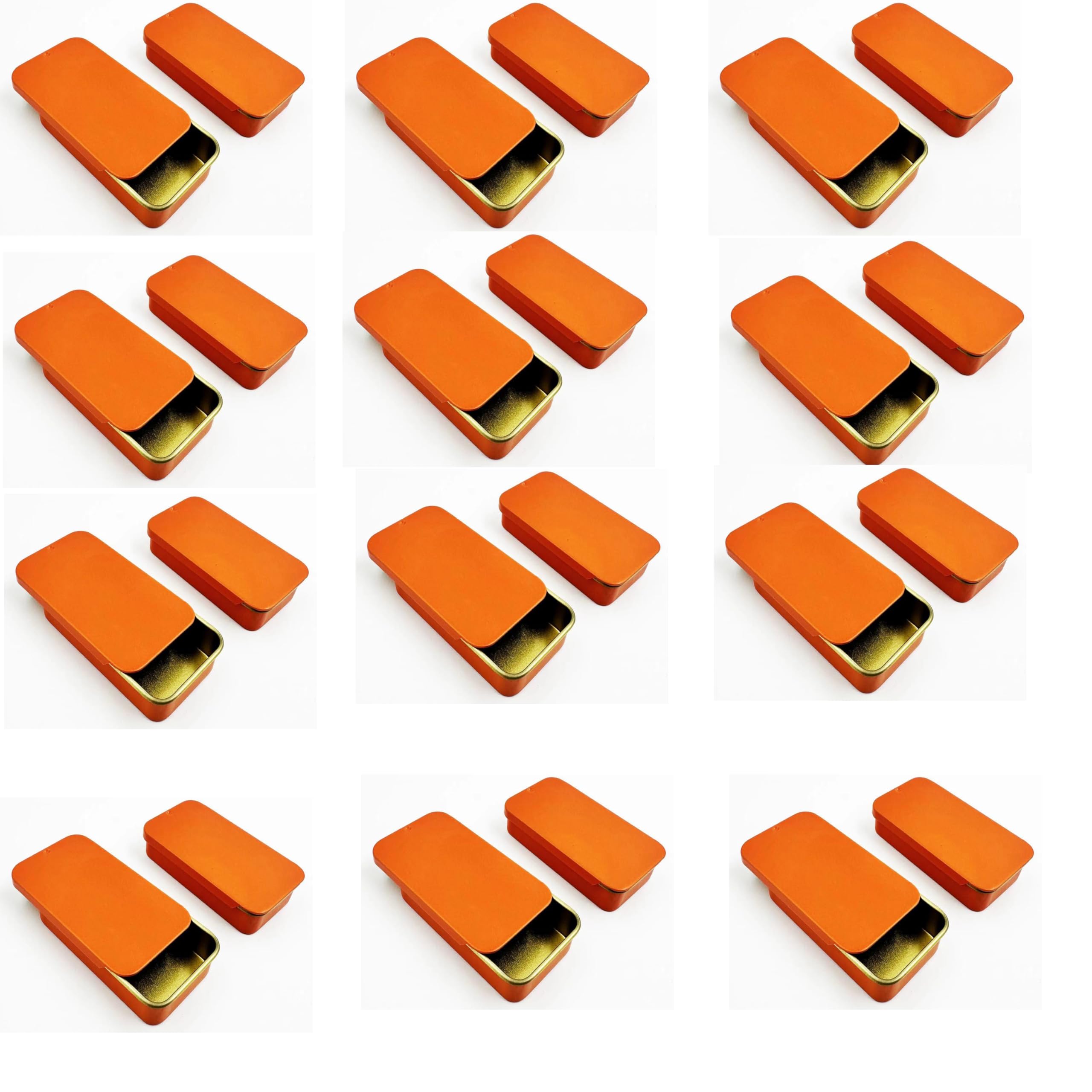 Hunky Dory 24pcs 10gram Orange Aluminium Small Slide Top Tin Lip Balm Rectangular Metal Tins Containers for Solid Perfume Lip Balm, Candies, Jewelry, Crafts Pills, Storage Kit, Cosmetic & Beauty-picture-9