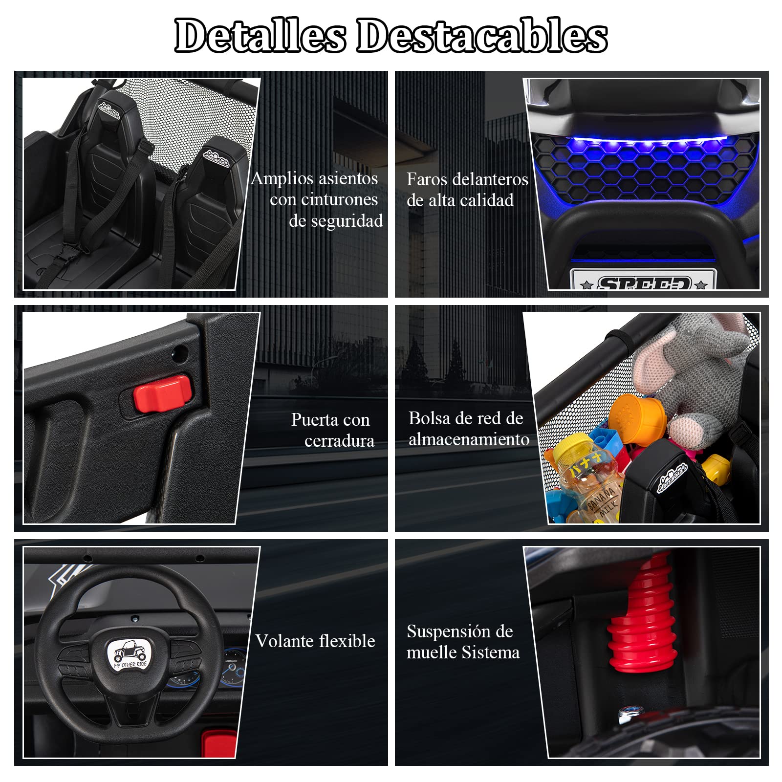 COSTWAY Coche Eléctrico para Niños con 2 Plazas UTV, 12 V Vehículo Todoterreno Eléctrico con Control Remoto 2.4G, Función de Arranque Lento, Faros y Luce, Música, para Niños de 3 a 8 Años