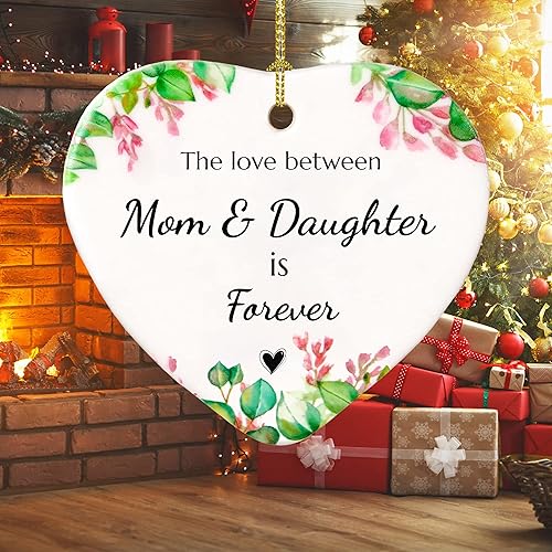 Miniatura 5 de Adorno para madre e hija 2025, regalo de recuerdo de cerámica para árbol de Navidad de 3 pulgadas para mamá e hija
