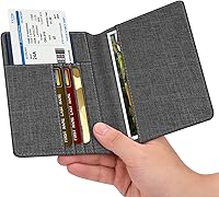 Vista 138 de FINTIE Soporte para pasaporte, cartera de viaje delgada con bloqueo RFID, funda protectora para pasaporte, esencial con ranuras para tarjetas