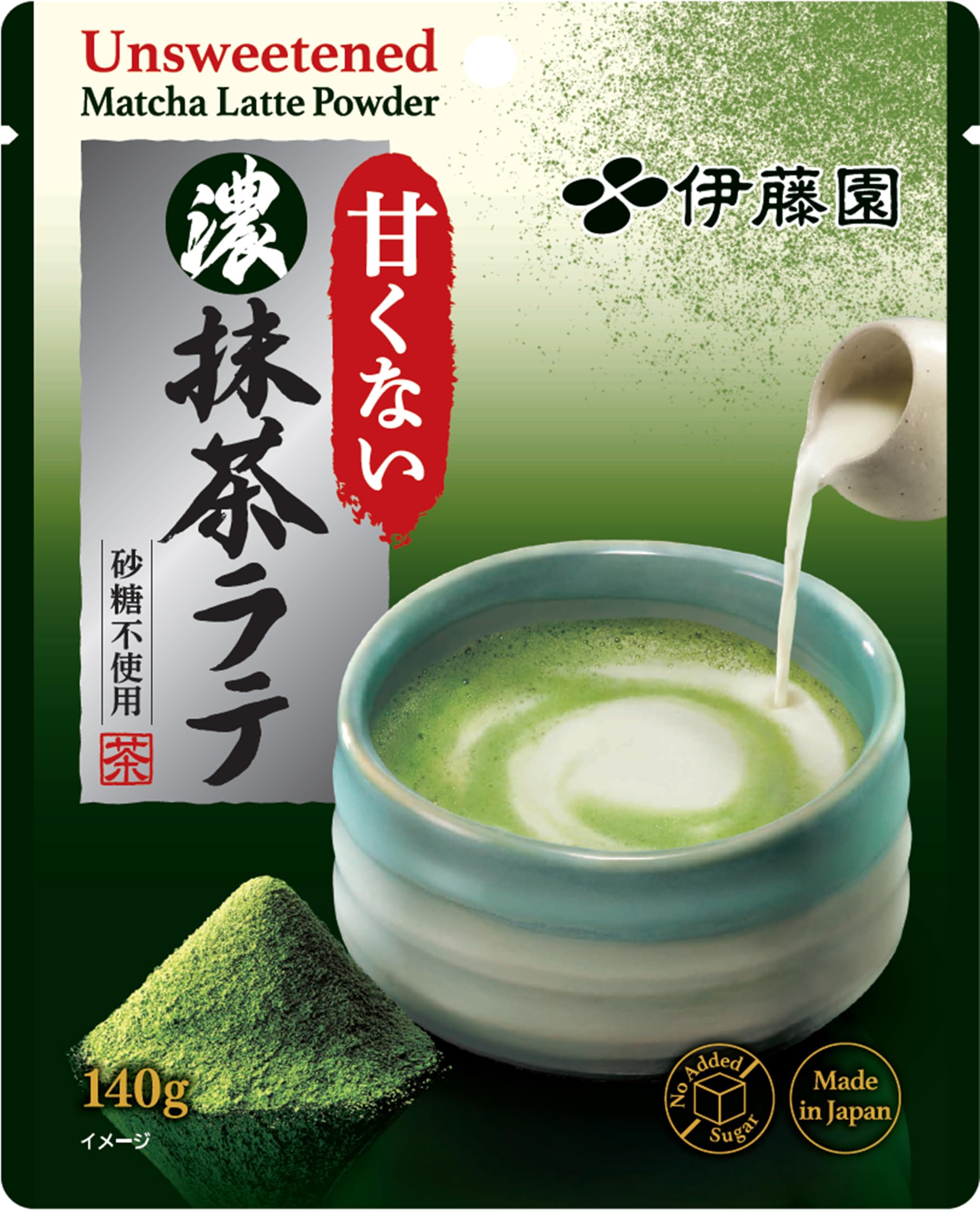 Amazon | 伊藤園 甘くない濃い抹茶ラテ 140g 粉末 チャック付き