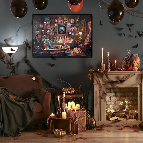 Miniatura 6 de BBOLDIN Rompecabezas de terror de Halloween de 1000 piezas para adultos, cartón, 27.5 x 19.7 pulgadas, decoración nocturna de cine
