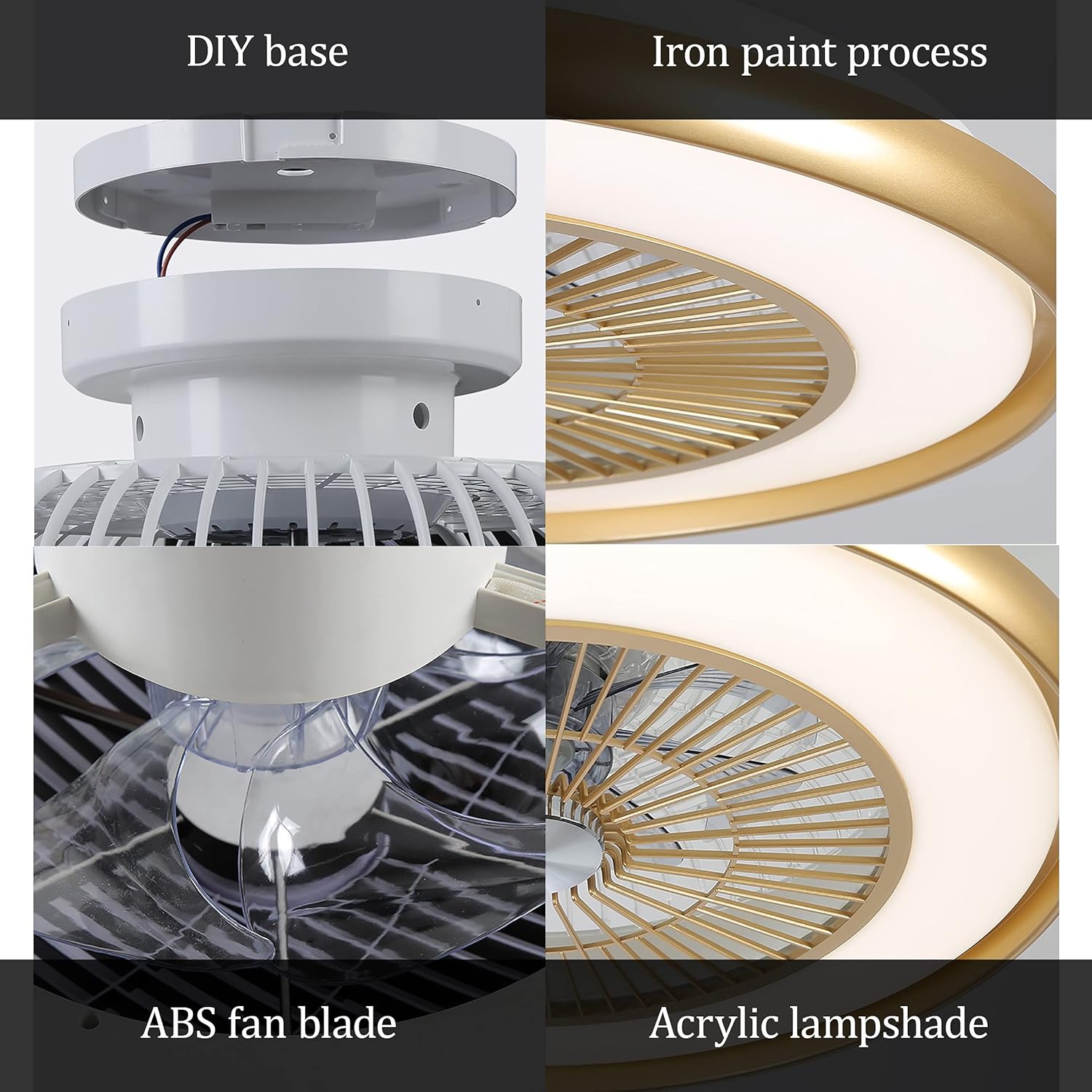 YUEGOO Ceiling Fan with Light and Remote Control 3 Speeds Bedroom Dimmable Led Fan Ceiling Light 72W Modern Living Room Quiet Ceiling Fan Light/D