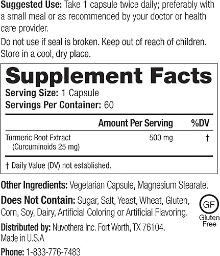 Miniatura 8 de Curcumina de cúrcuma súper micronizada 120 cápsulas (500 mg), suministro para 2 meses