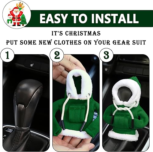 Miniatura 3 de Funda protectora para maletero de coche con mezclilla antideslizante para palanca de cambios automática (verde)