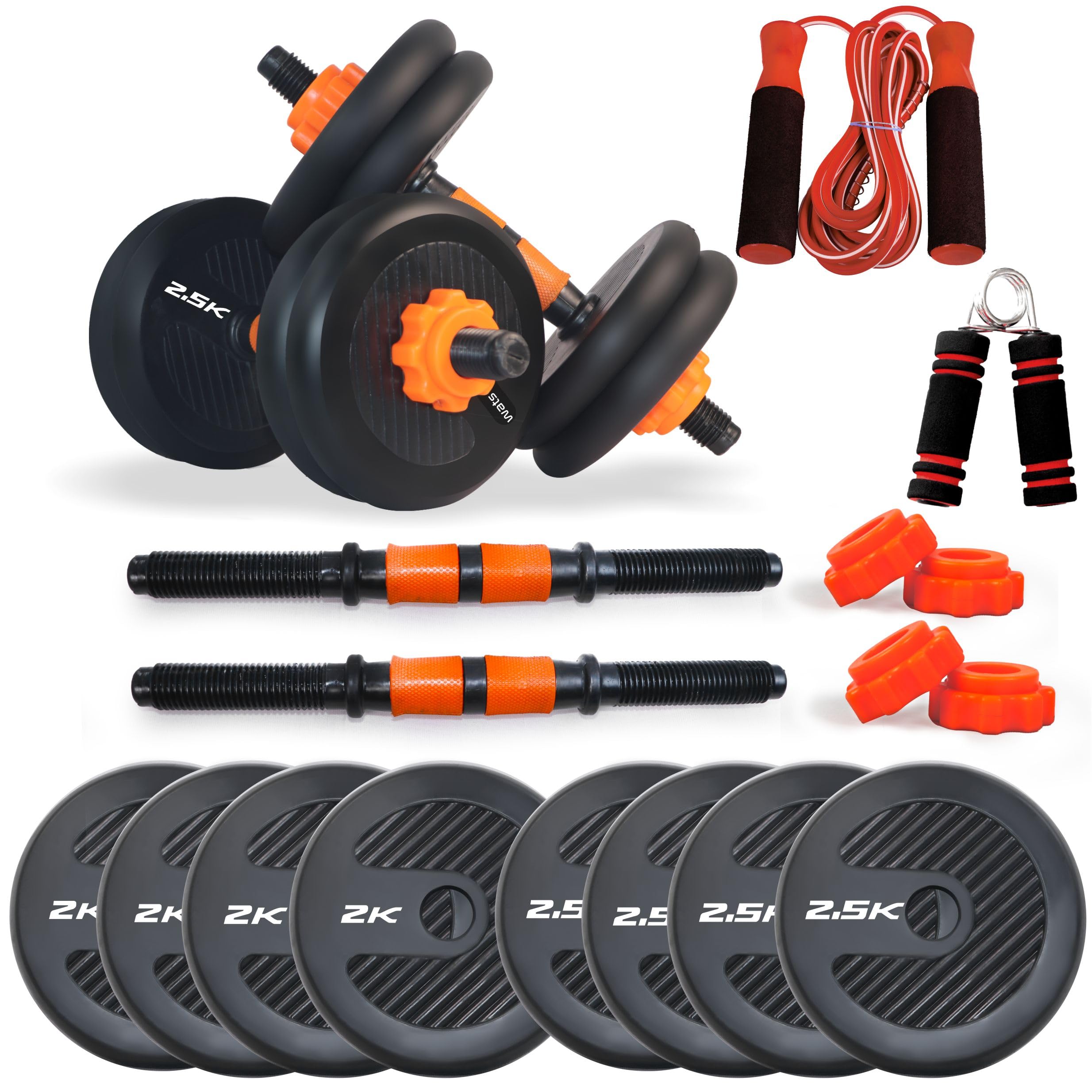 WATSON Premium Rubber Dumbbell Set For Men, Women Fitness, Dumbbell Set With 18Kg (2Kgx4, 2.5Kgx4) Rubber Weight Plates, Hard PVC 17" Dumbbell Rods, Skipping Rope, Hand Grip (B0CL3M8ND7) Amazon Price History, Amazon Price Tracker