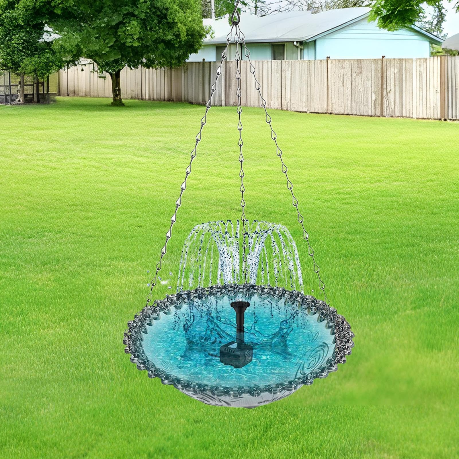 Générique Bassin À Oiseaux, Fontaine Solaire pour Oiseaux, Bain d'Oiseaux avec Fontaine, Abreuvoir Suspendu pour Colibris Décoration Jardin Balcon Terrasse Extérieur