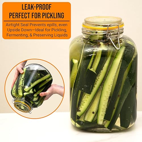 Miniatura 4 de Galashield Tarros de vidrio con tapas, tarros de almacenamiento de alimentos con tapas herméticas a prueba de fugas, tarros de cocina 1 galón