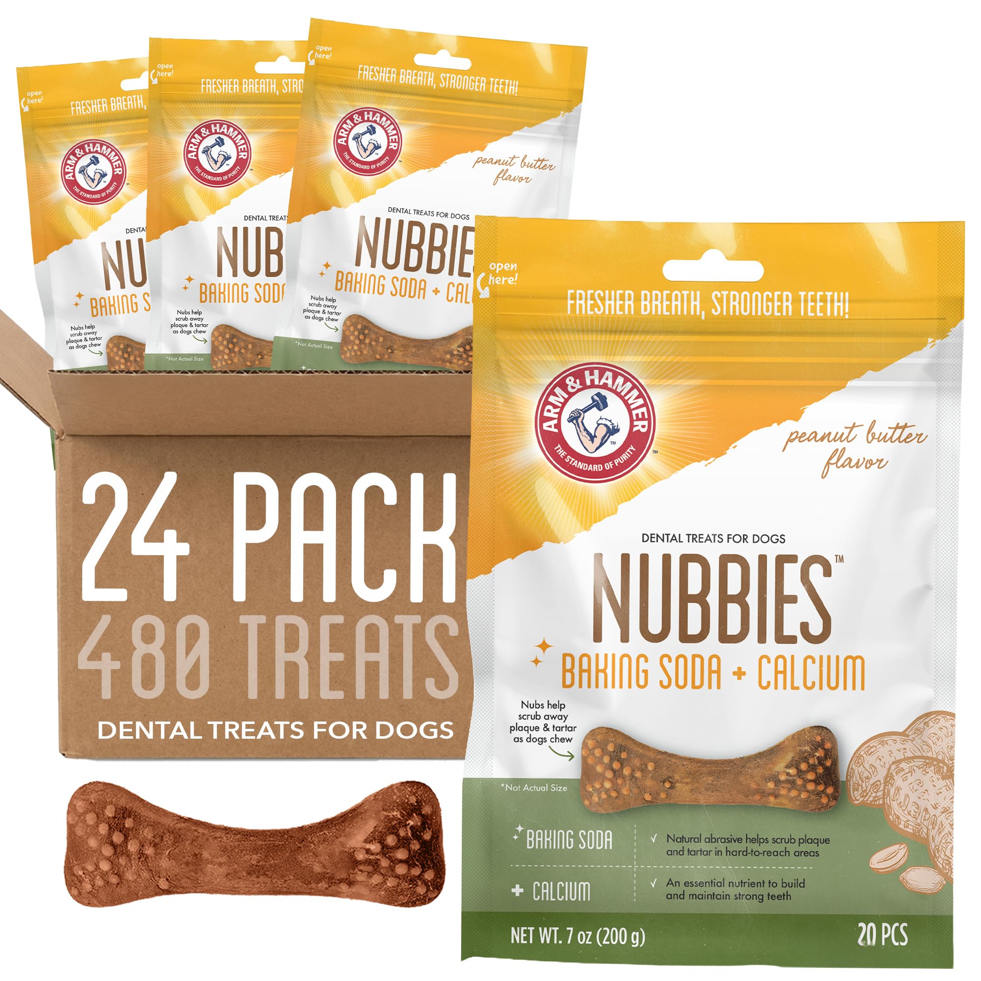 Arm & Hammer for Pets Nubbies Dental Treats for Dogs with Baking Soda & Calcium, Treat Chews Help Fight Bad Breath, Plaque & Tartar Without Brushing,