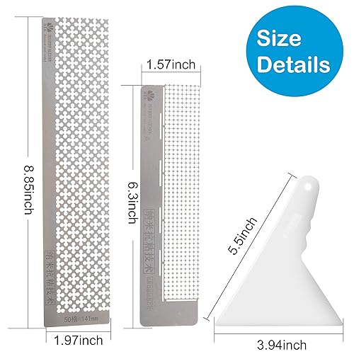 Miniatura 2 de 2 reglas de pintura de diamante, regla de malla de diamante de acero inoxidable, regla de dibujo con 400 699 rejillas en blanco con herramienta de