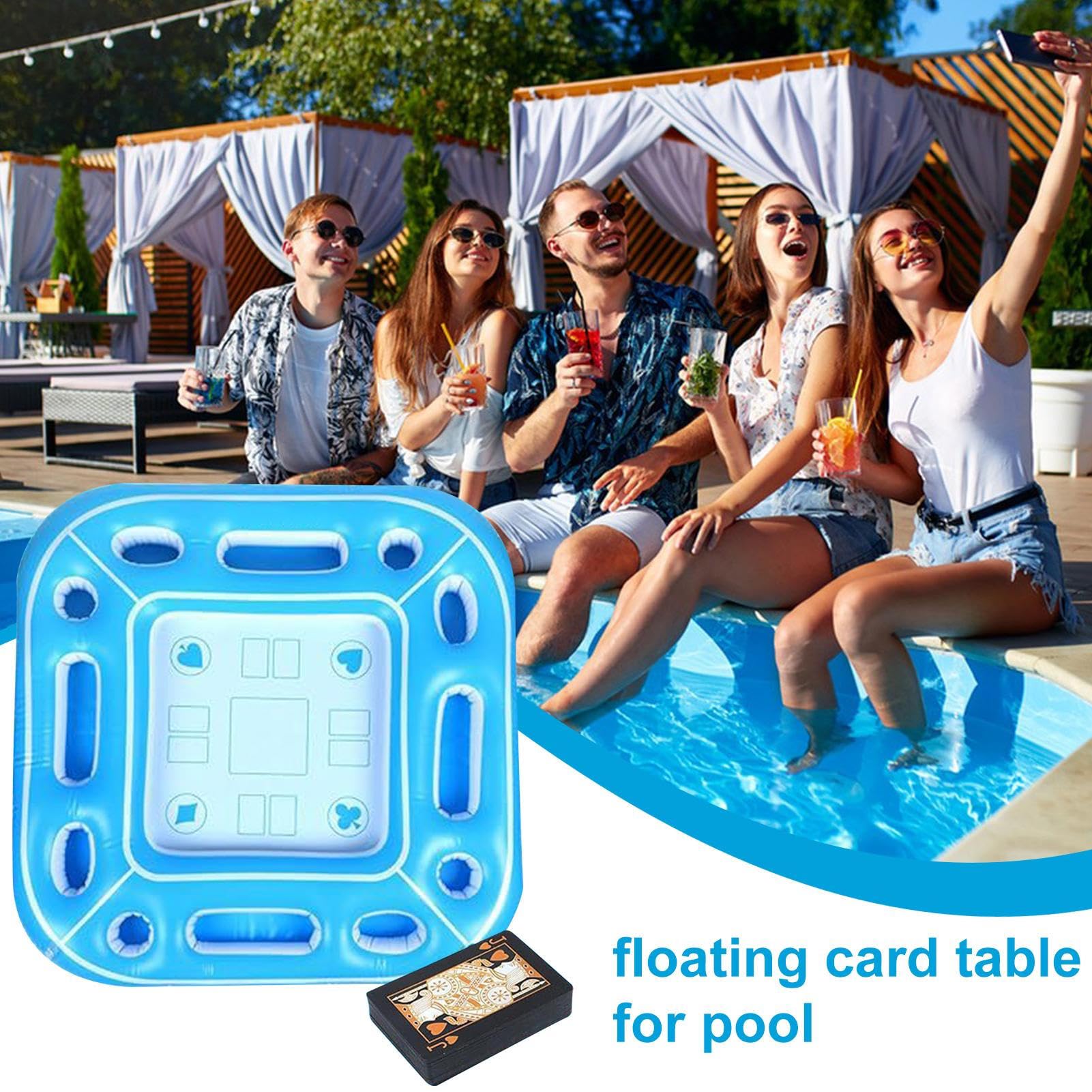 Tavolo di carte galleggianti - Scrivania impermeabile gonfiabile da 39,4 pollici per adulti, con funzione di gioco portatile, tavolo da gioco per piscina per spiaggia, lago, vacanze, materiale in PVC