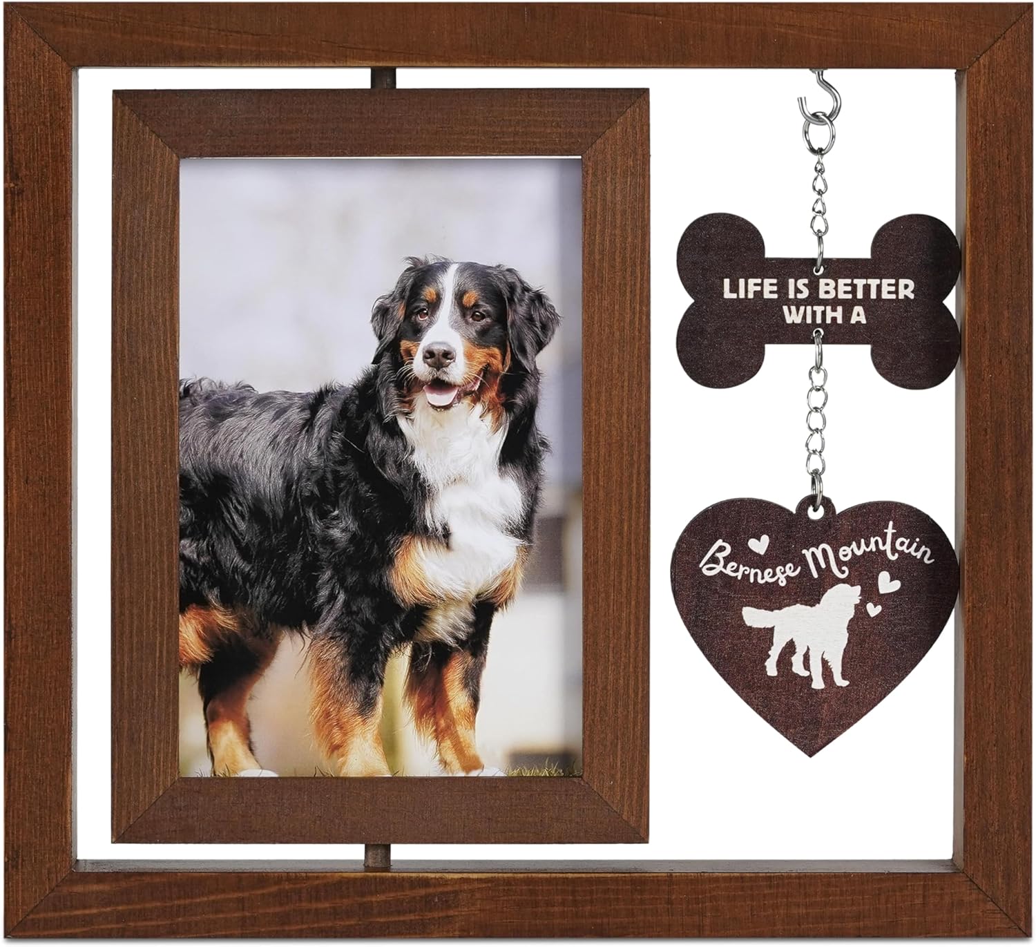 InnoBeta Bernese Mountain Dog Gifts, Rotating Picture Frame, 4x6 Double-Sided Display Photo Frame, Life is Better with A Bernese Mountain