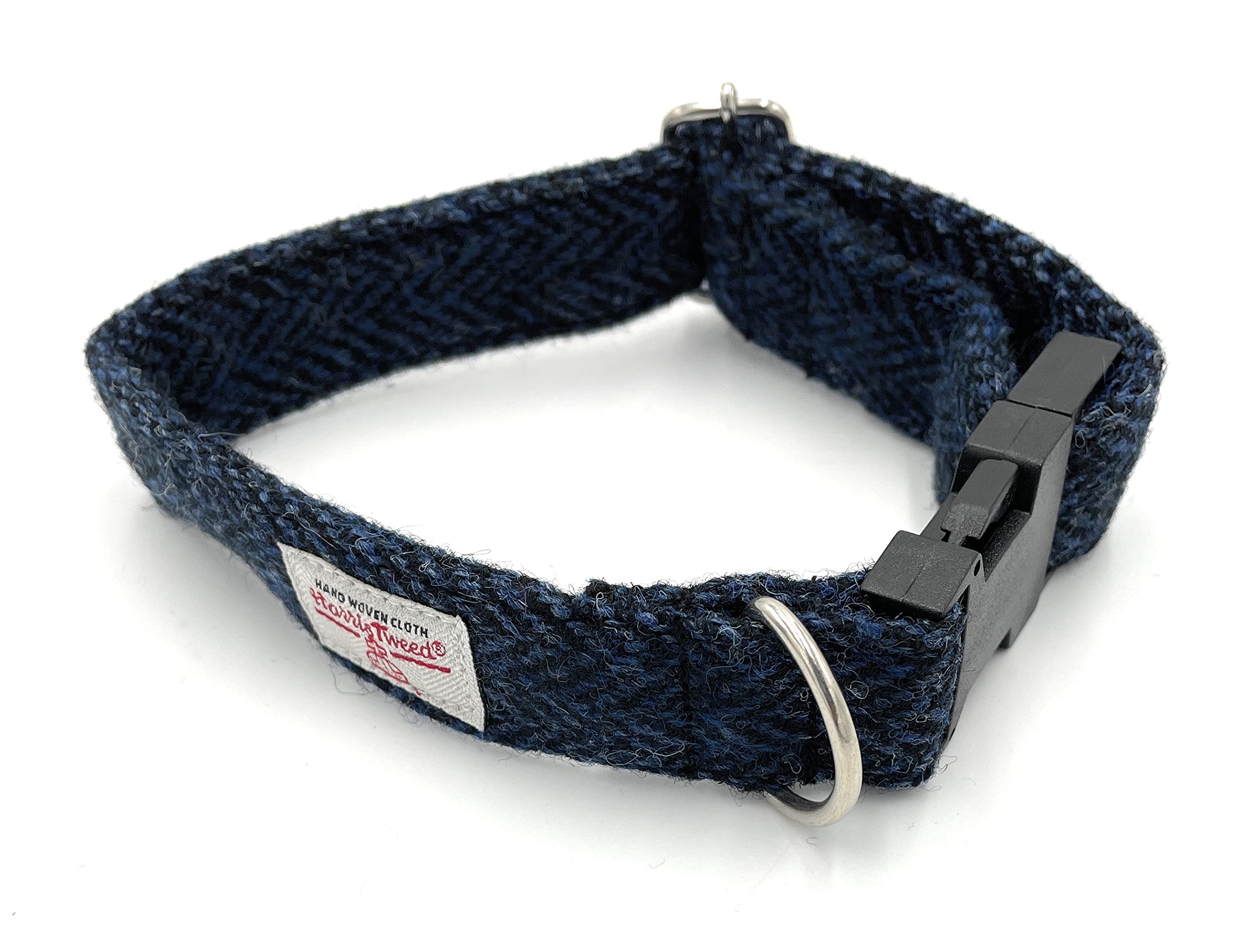 Harris Tweed Navy Herringbone Handmade Dog Collar (Small) โ image 1
