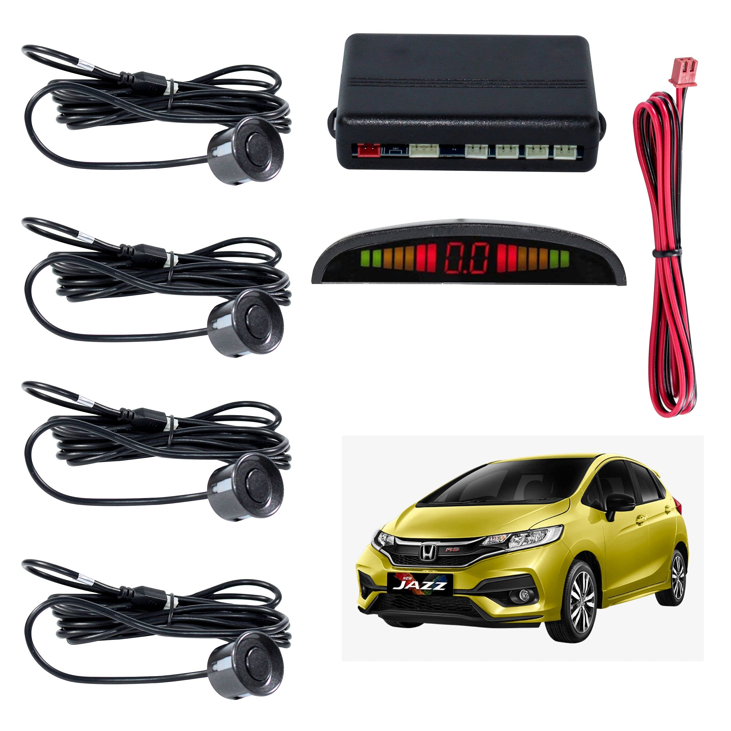Car Reverse Parking Sensor with LED Display 4 Sensor Reverse Parking Auto Radar Detectors For Honda Jazz (Black)-picture-34
