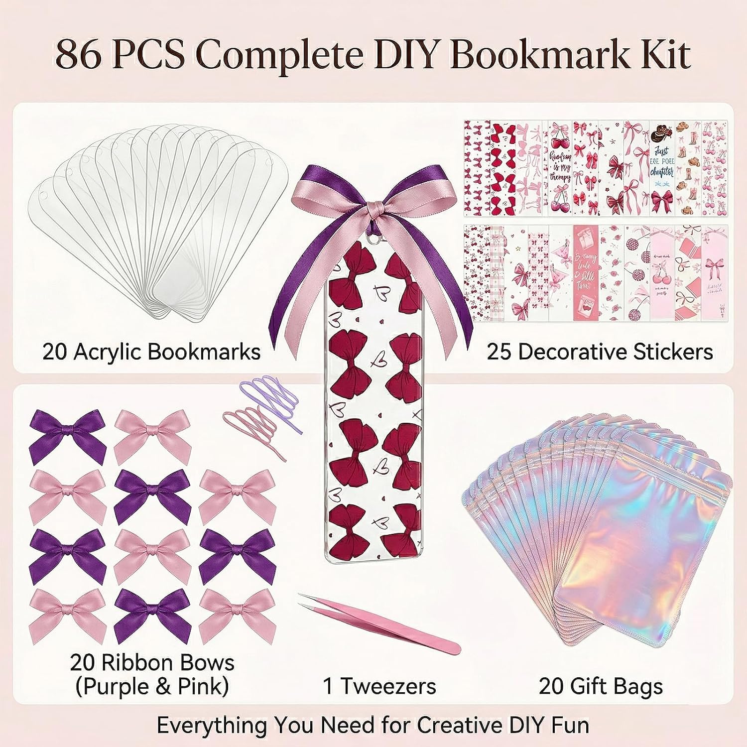 Acrylic Bookmark Blanks, 86 Pcs DIY Bookmark Making Kit with Organizer Box, 1.37x5.5 Clear Acrylic Bookmarks, UV DTF Decals, Make Your Own Bookmarks for Women & Book Lovers (Floral) image 2