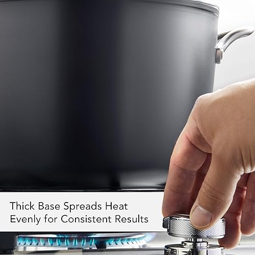 Miniatura 3 de KitchenAid Olla de Caldo Antiadherente de Inducción Anodizada Dura con Tapa, 8 Cuartos, Negro Mate