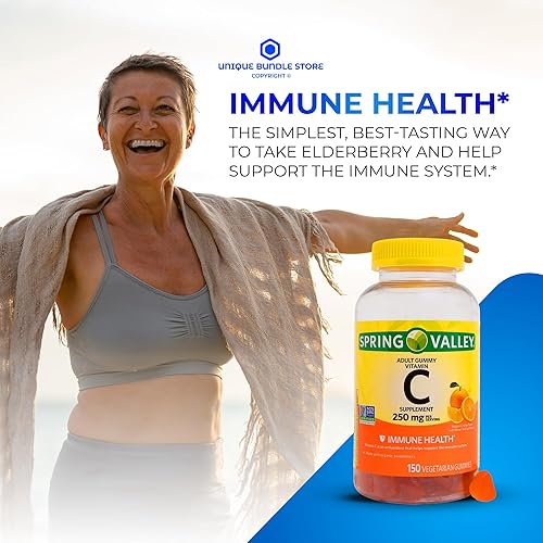 Miniatura 3 de Spring Valley, Vitamina C 250 mg, 150 gomitas de naranja, gomitas de vitamina C para adultos, salud inmunológica sin OMG, vegetariano + organizador