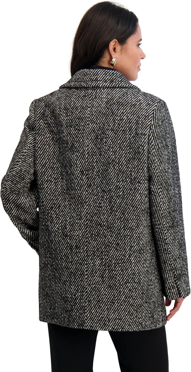 TAHARI womens Double-breasted Twill Soft Wool Coat, Fully Lined, Notched Collar, 30" Peacoat Length - Image 4