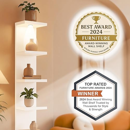 Miniatura 9 de home stuff Estante de pared, estantes de pared de 7 niveles, estante de columna vertical, almacenamiento de decoración del hogar, diseño de