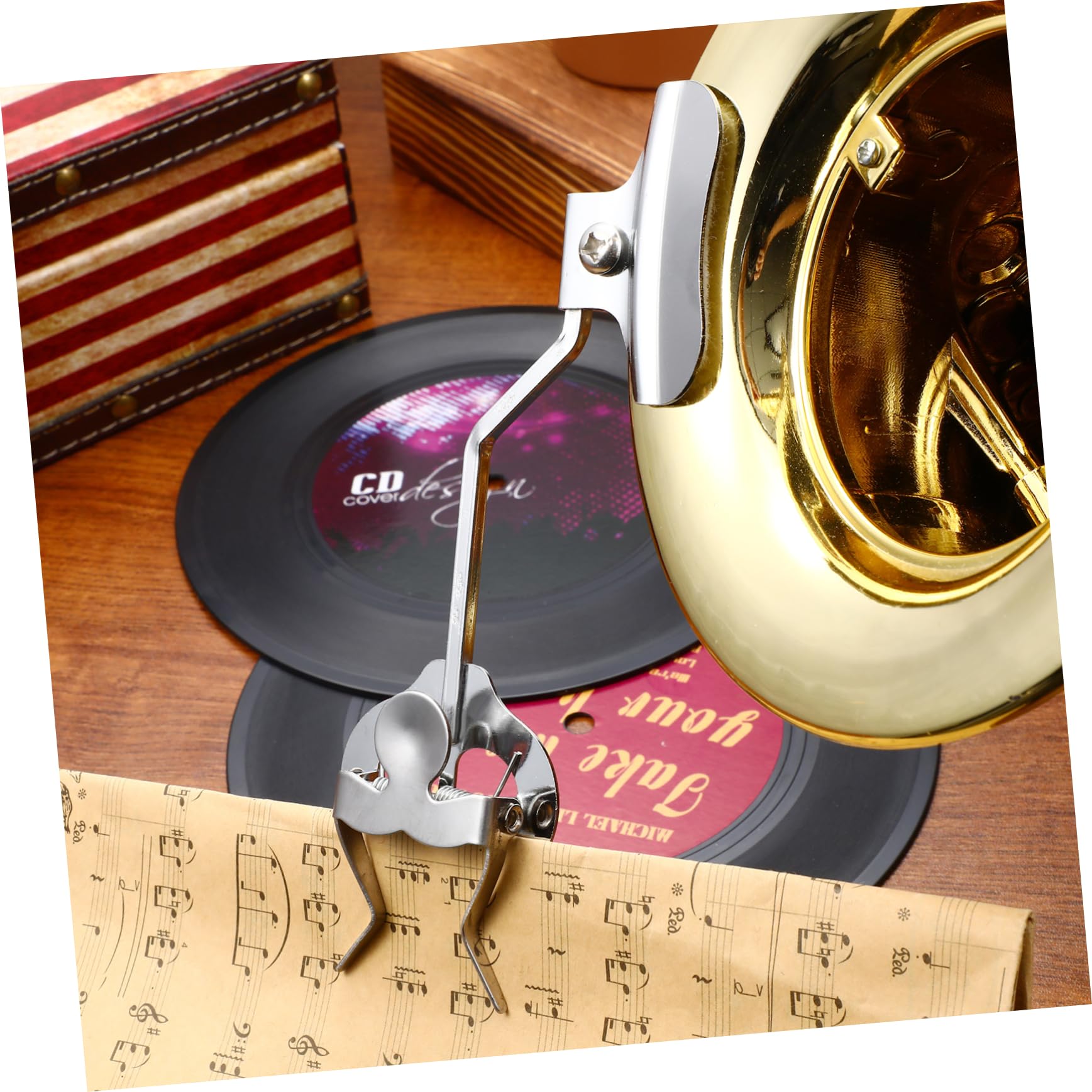 Abaodam 3 Stück Blatt Trompetenklammer an der Leier Trompeten-Dämpfer-Clip Glocke Trompetenzubehör Bariton Horn-Marsch-Klemmleier Posaune hupe halterung Hornbläser aktenordner