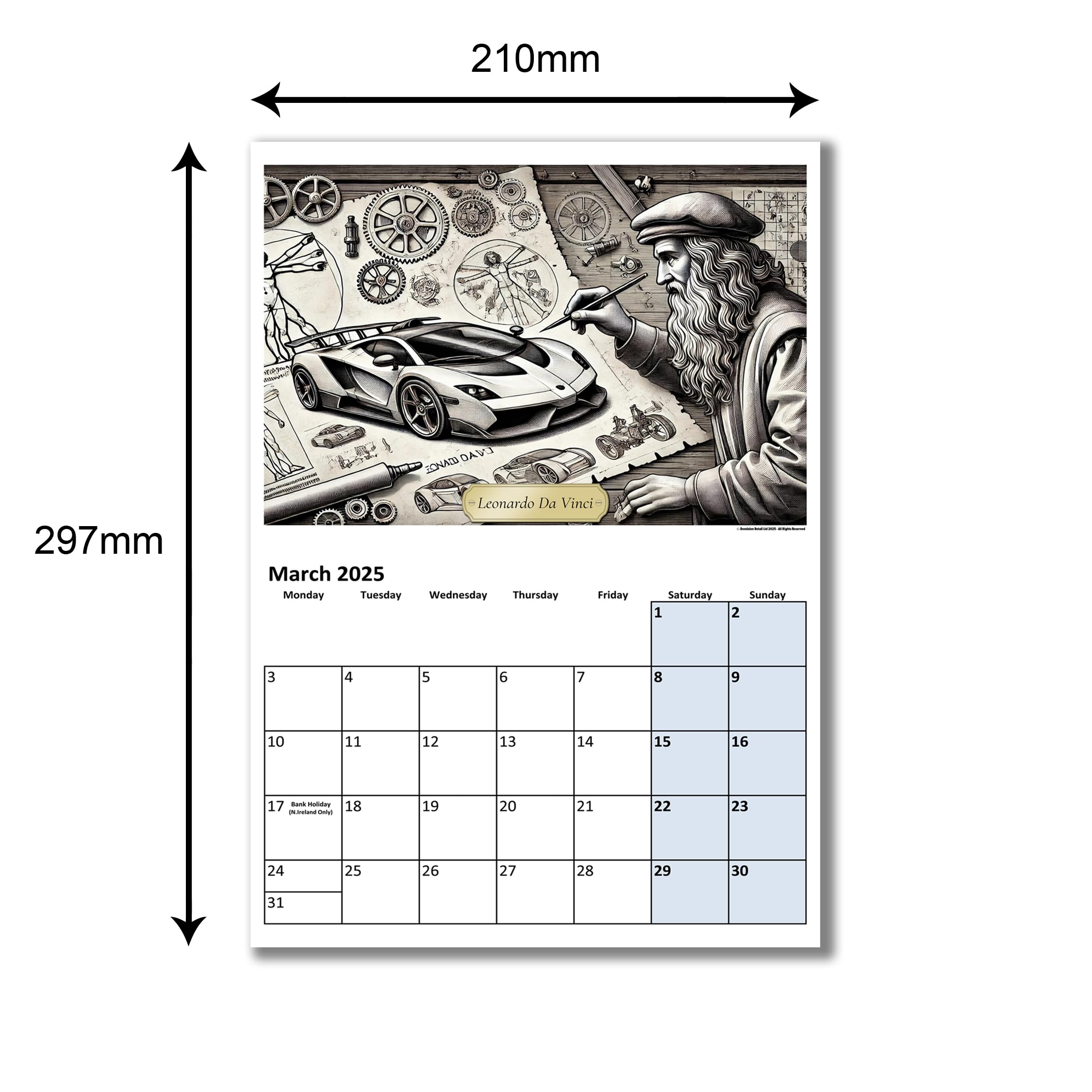 A5 Wall Calendar - Choice Of Designs And Sizes - Modern History Famous Figures Calendar - A4 when opened - Iconic Historical People in Modern Times - Image 2