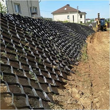 Slope Geo Grid for Sand/Gravel/Stones/Concrete, Flexible Folding Polyethylene Gravel Grids, Easy to Install & Cut, 5cm/10cm High5cm/2" High