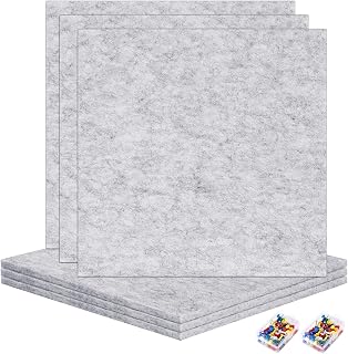 6 Pack Felt Board Tiles with 100 Push Pins, Self-Adhesive Notice & Pin Board for Home and Office, 30x30 cm Felt Cork Panel for Photo Notes DIY Memo (Silver Grey)