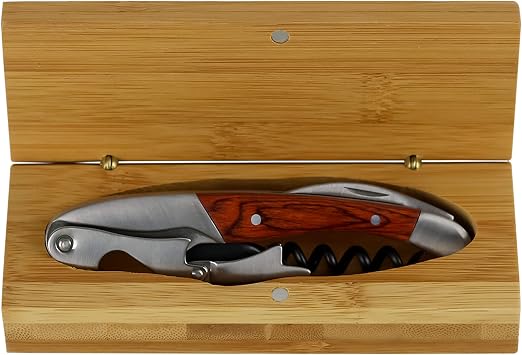 Grunwerg Classic Design Waiters Knife in Deluxe Bamboo Presentation Box, Wood, 14 cm x 5.5 cm x 3 cm