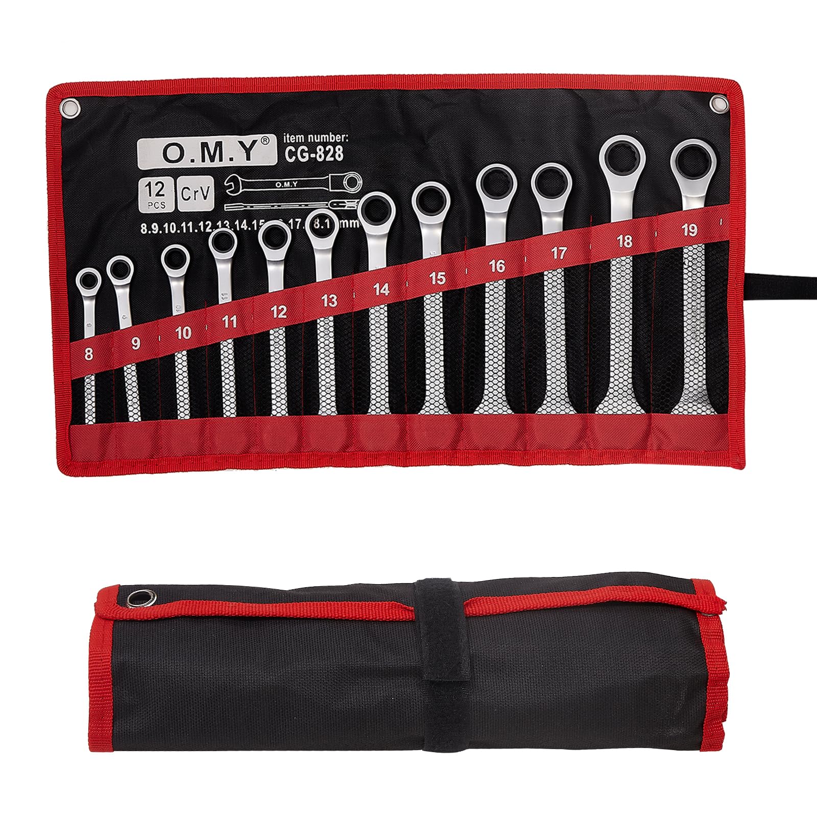 Hantinstom Juego de 12 llaves de carraca versátiles para reparaciones automotrices eficientes, juego de llaves combinadas de grado profesional
