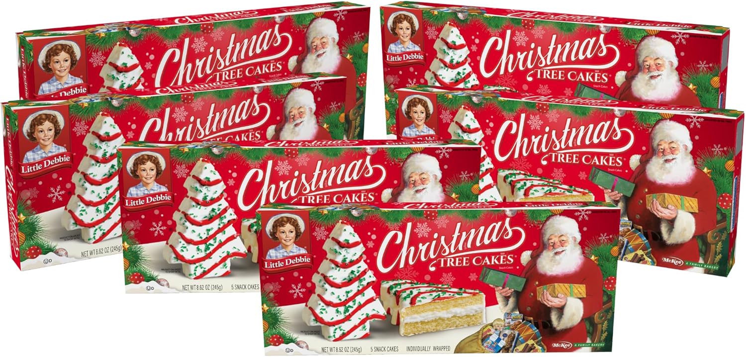 Little Debbie Christmas Tree Cakes (Vanilla), 6 Boxes, 30 Individually