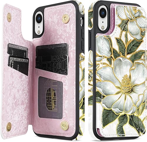 Miniatura 36 de NNH Funda tipo cartera compatible con iPhone Xs Max con bloqueo RFID, ranuras para tarjetas, folio de piel sintética, función atril, doble cierre