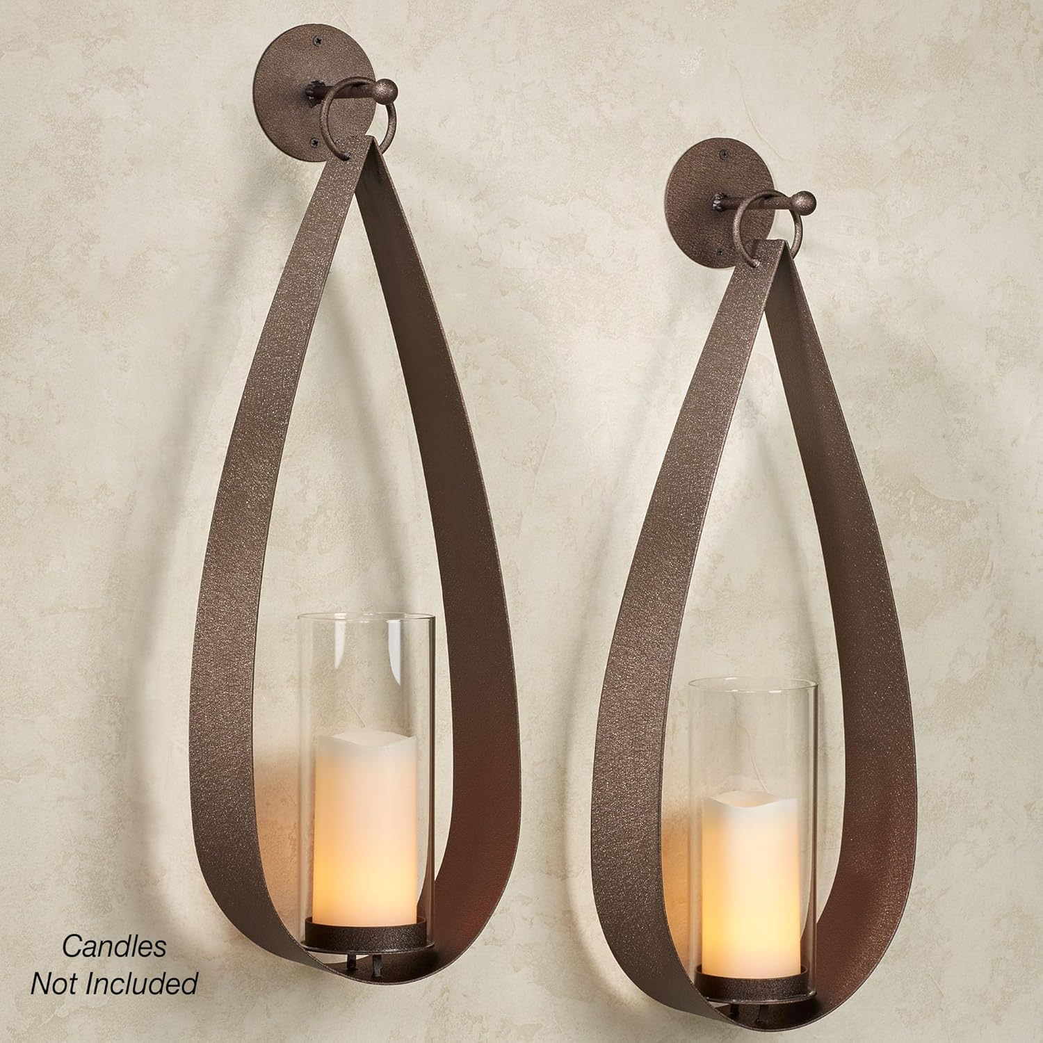 Touch of Class Pharos Wall Sconce Pair Handcrafted Steel - Glass Hurricane - Set of 2 - Metal Sconces Holder for Bedroom, Bathroom, Living Room, Kitchen Walls