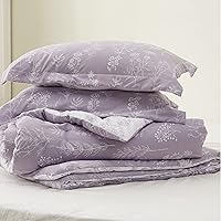 Vista 7 de Bedsure Juego de edredón de tamaño Queen, color lavanda, lindo, floral, regalo para mujer, 3 piezas, 1 suave edredón reversible con flores y 2