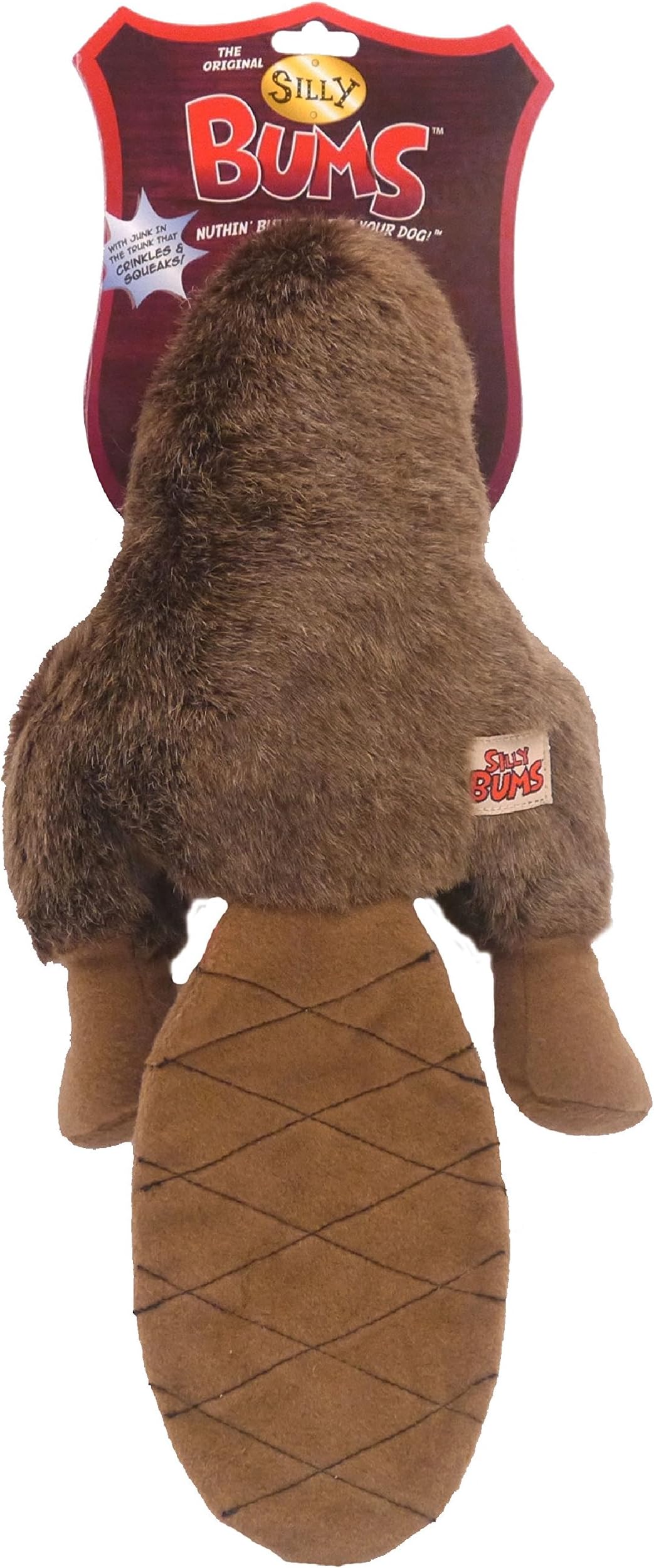 Silly Bums Beaver Bum, Plush, Crinkly, Squeaky, Funny and Furry Dog Toy - Large