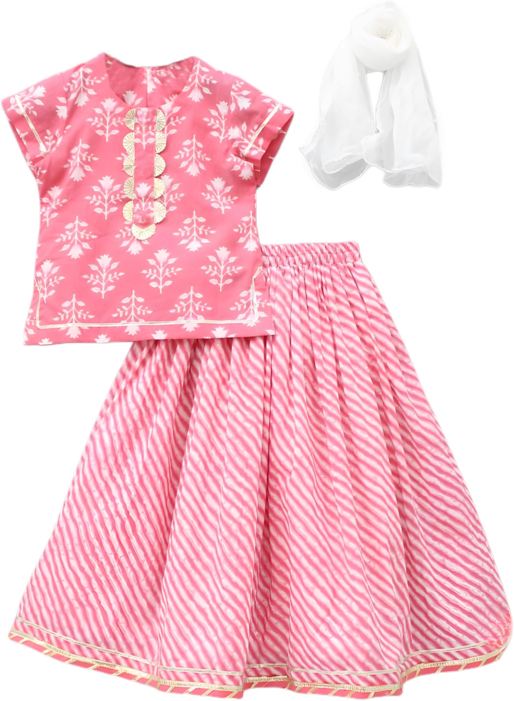 SHAHUDI DESIGNERGirl's Ethnic Suit Kurta with Gharghara - Stylish Traditional Clothing Set for Kids