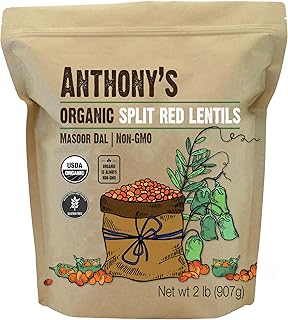 Anthony's Organic Split Red Lentils, 2 lb, Masoor Dal, Gluten Free, Non GMO, Vegan