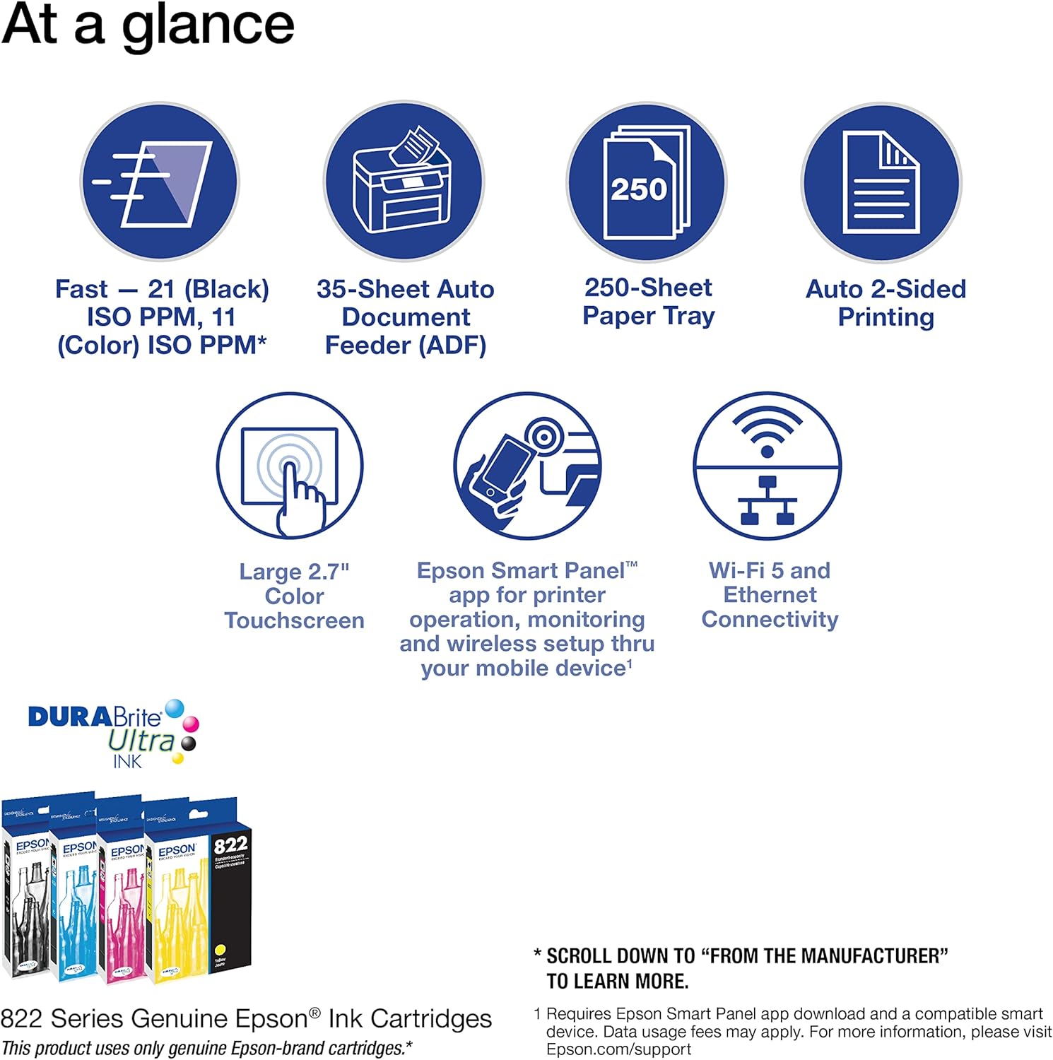 Epson Workforce Pro WF-3820 Wireless All-in-One Printer with Auto 2-Sided Printing, 35-Page ADF, 250-sheet Paper Tray and 2.7" Color Touchscreen (Renewed)