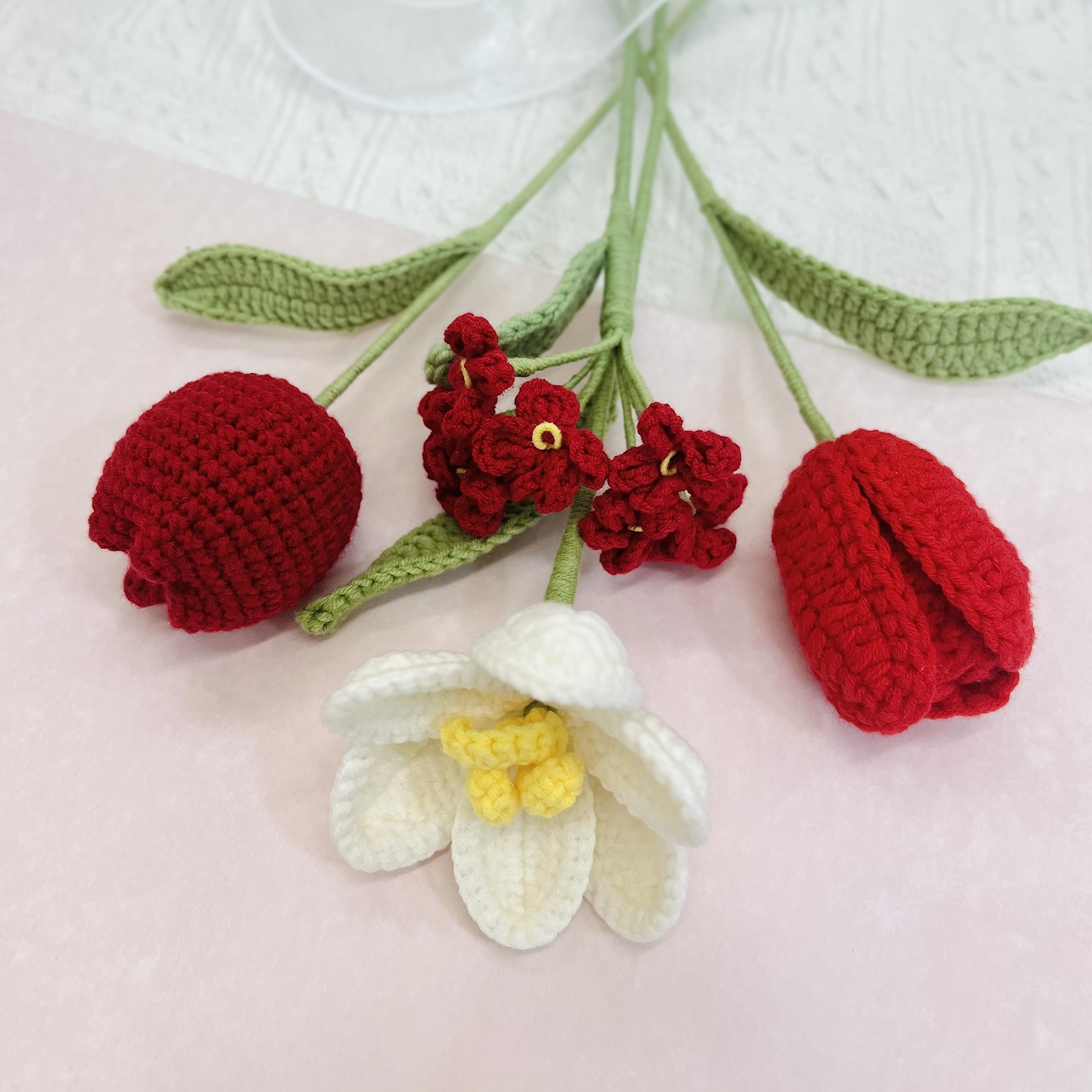 Amazon.co.jp: JOMODECOR ハンドメイド かぎ針編み チューリップ 忘れ