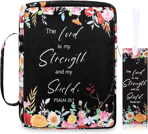 Miniatura 9 de Laumoi Funda para la Biblia para mujer, funda de Biblia floral de 10 pulgadas, bolsa protectora portátil para suministros de estudio bíblico, Varios