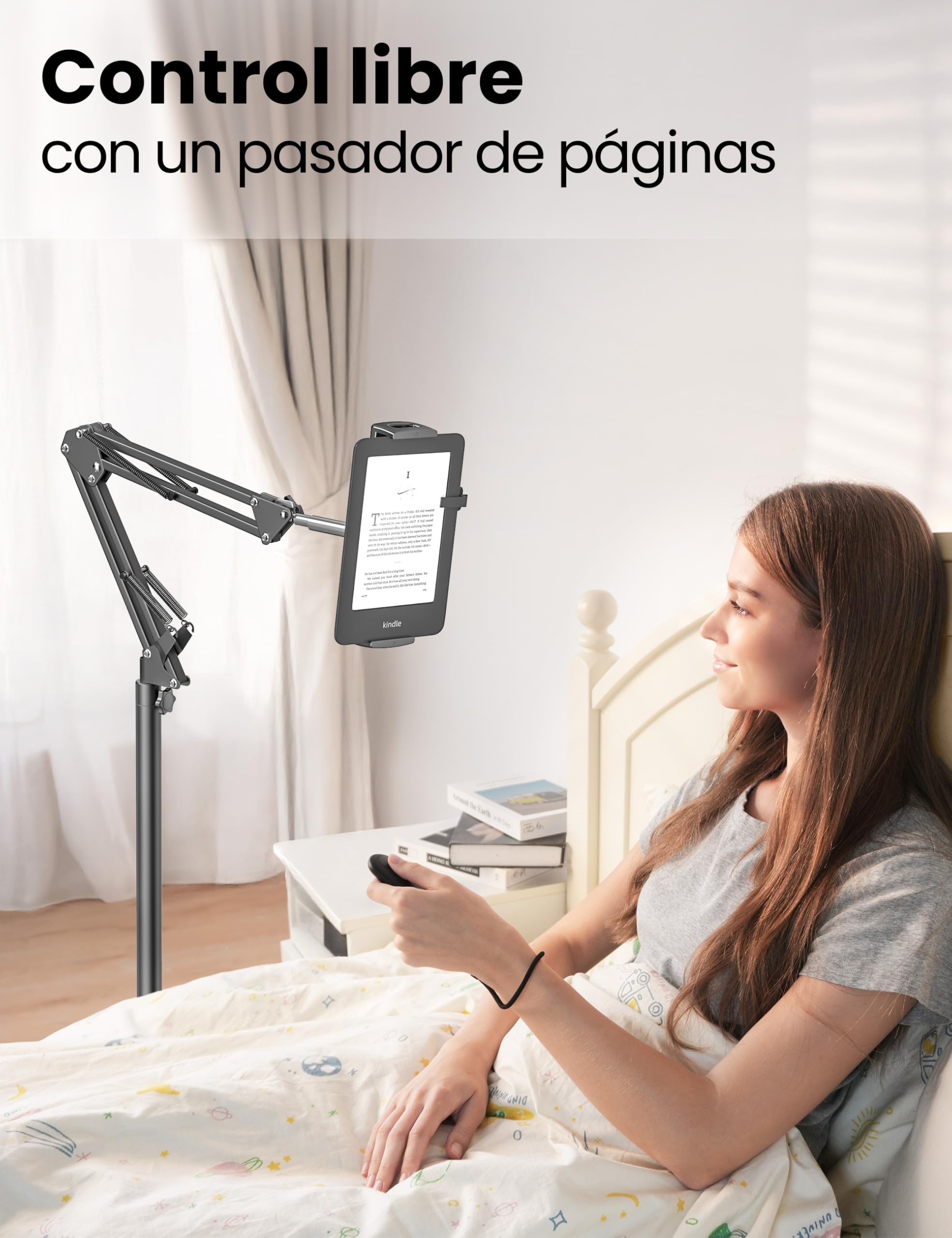 VOLTIFYMAX Soporte de pie para tablet con volteador de página Kindle, soporte ajustable para tablet para accesorios Kindle, iPad/Mini/Pro Phone, Samsung Galaxy, regalo para lectores electrónicos