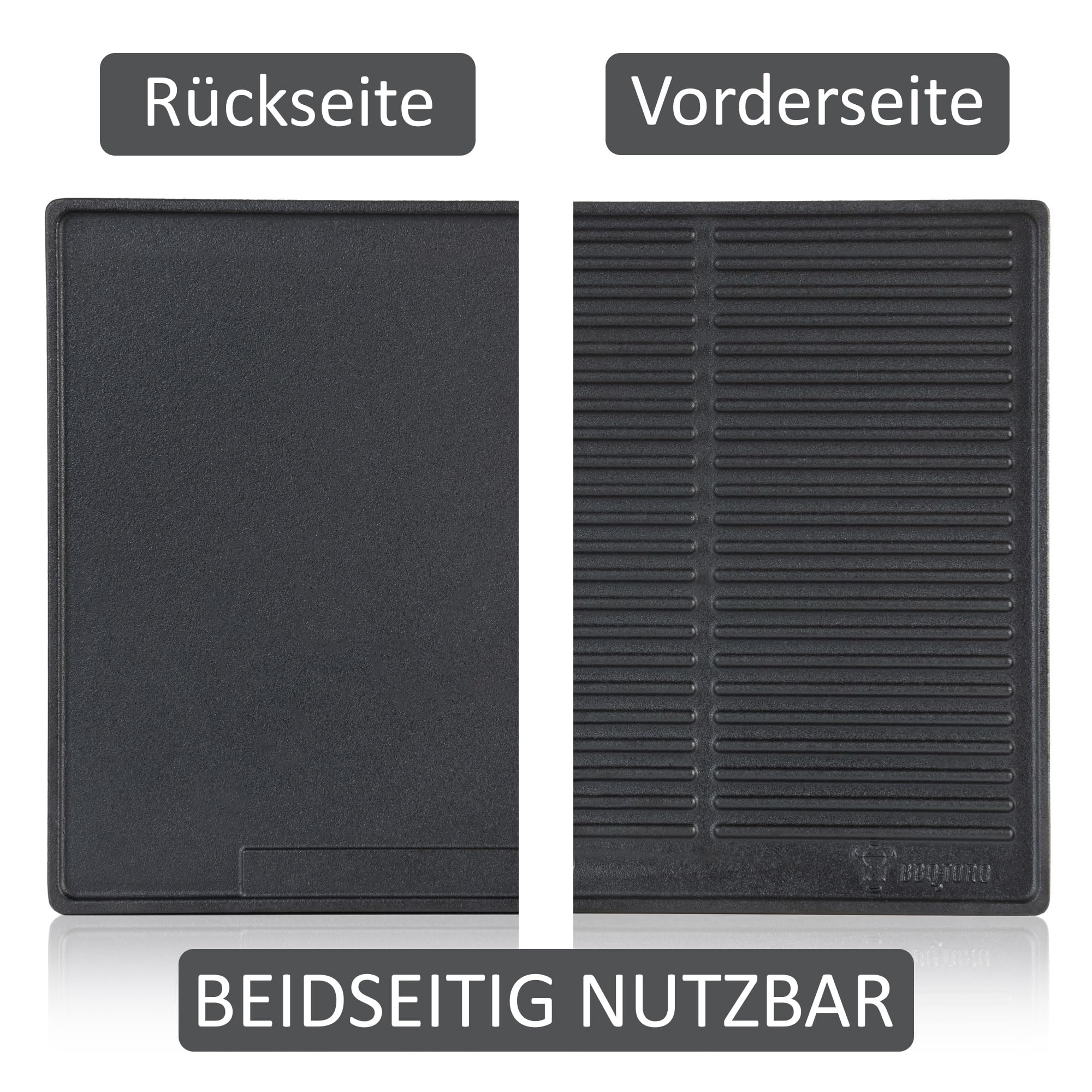 BBQ-Toro Plaque de cuisson en fonte | 48 x 31,5 cm | Plaque réversible, utilisation recto-verso | rectangulaire, universelle et massive | Tôle pour barbecue, pour grills à charbon de bois et gaz