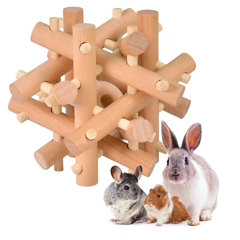 Brinquedo de Madeira para Roer Pequenos Animais Trustic com Abertura Central, 1 Unidade