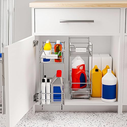 Miniatura 4 de Home Zone Living Organizador de armario de cocina extraíble con dos niveles de almacenamiento, 7 pulgadas de ancho x 20 pulgadas de profundidad