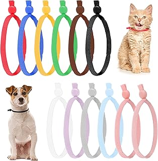 Andibro Pack of 60 Kitten Collars, 12 Colours, Adjustable Puppy ID Collars, Soft Puppy Collar, 10.5 cm Band Cord with Adjustable Buckle for Newborns, Puppies, Kittens, Pets product image