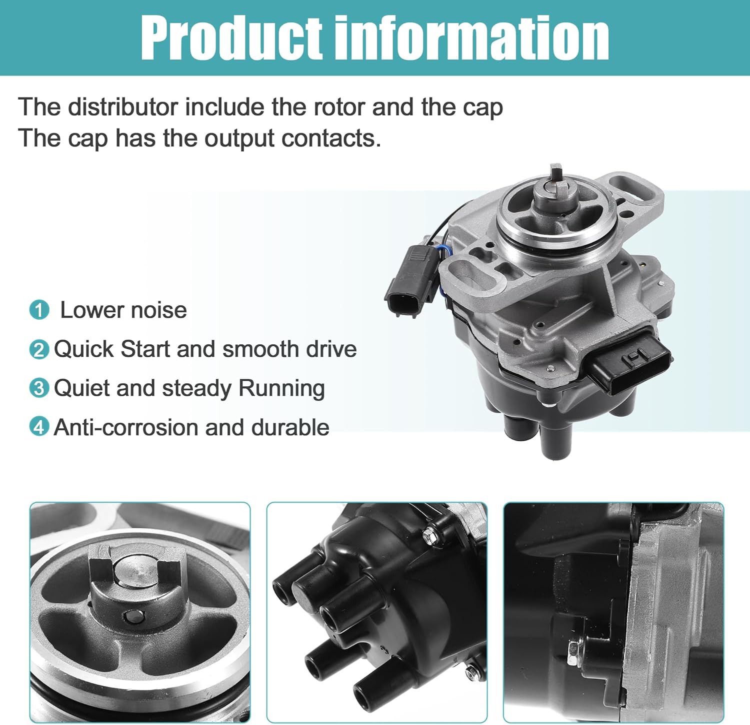 X AUTOHAUX Replacement Ignition Distributor for Nissan Sentra 1995-1999 for Nissan 200SX 1995-1998 222100-0M300 with Cap and Rotor